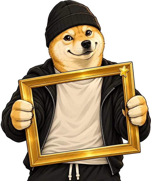 dBarb holding an empty golden frame